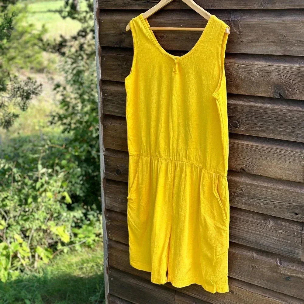 Vintage Yellow Romper - made in  US - Cotton - Picture 2 of 5